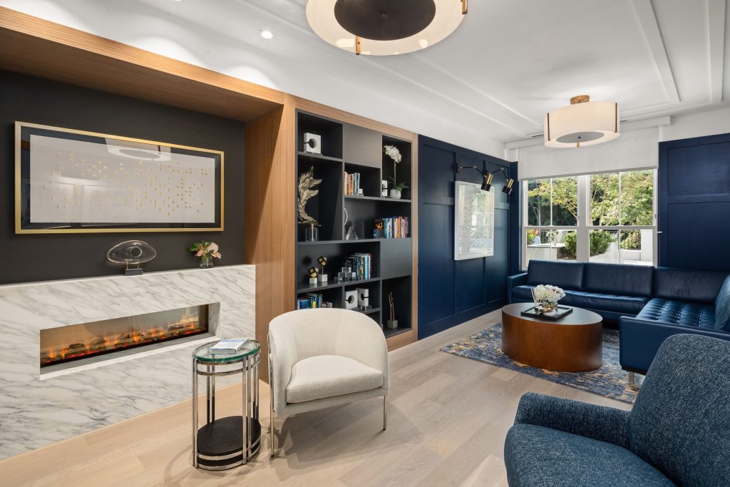 Fireplace lounge second angle.