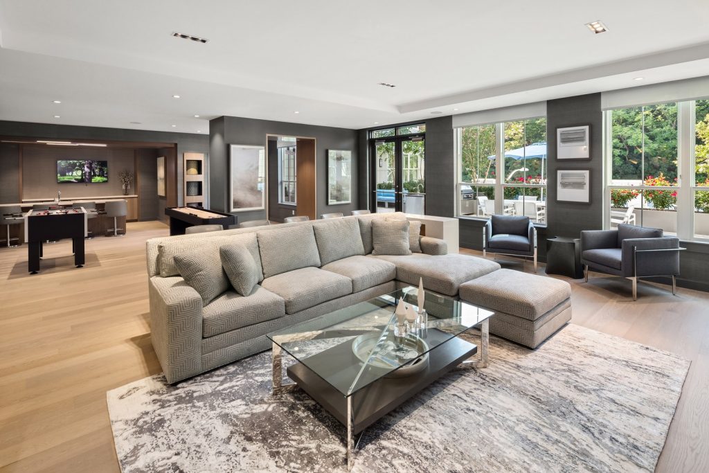 Lounge with sectional sofa.