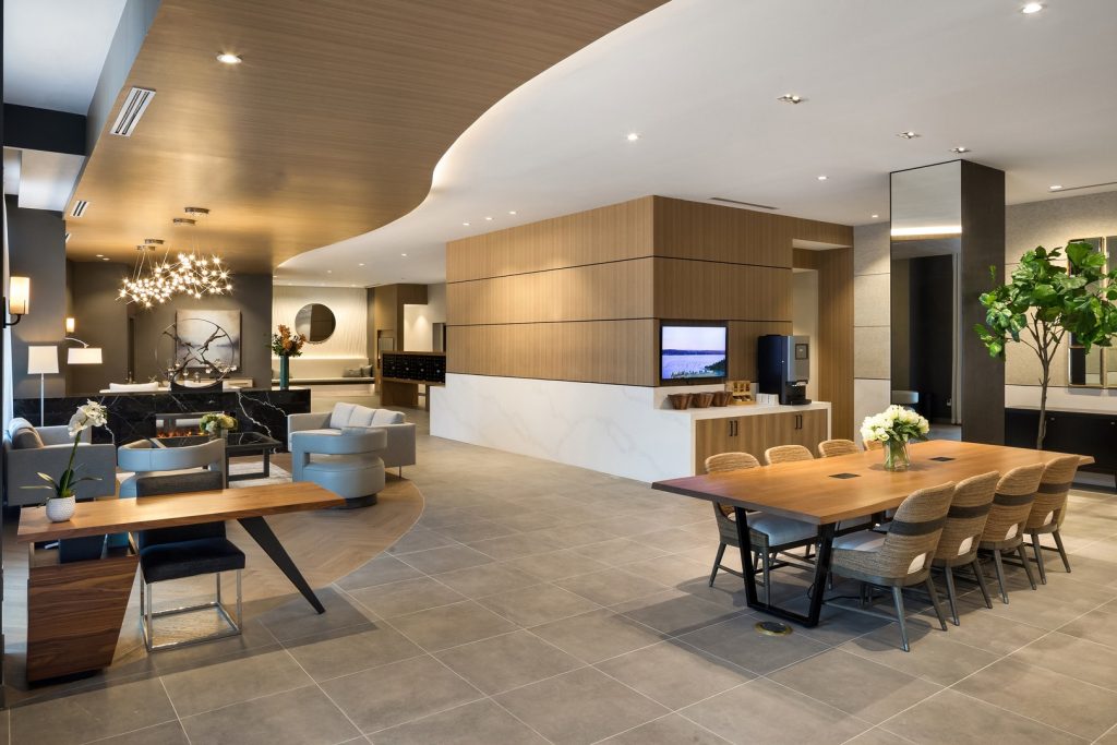 Lobby communal table.