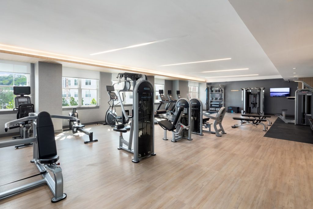 Fitness weight machines.